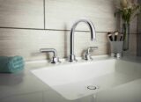 Descanso faucet with knurled handles in polished chrome