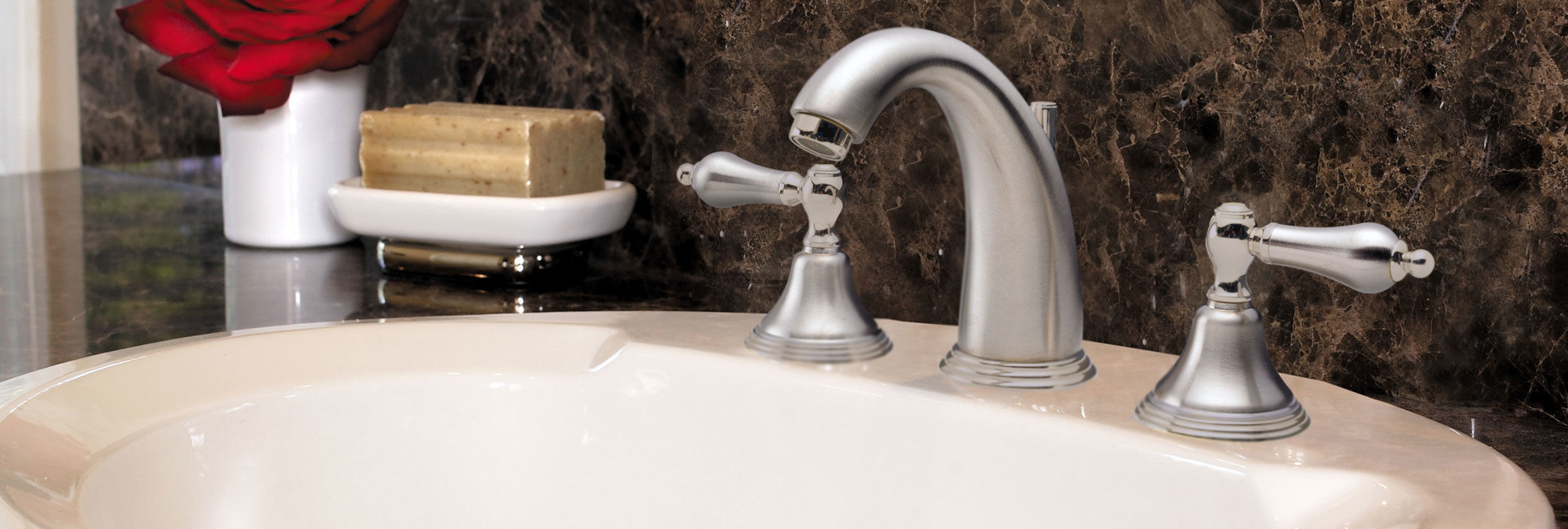 bathroom series coronado widespread faucet on porcelain sink